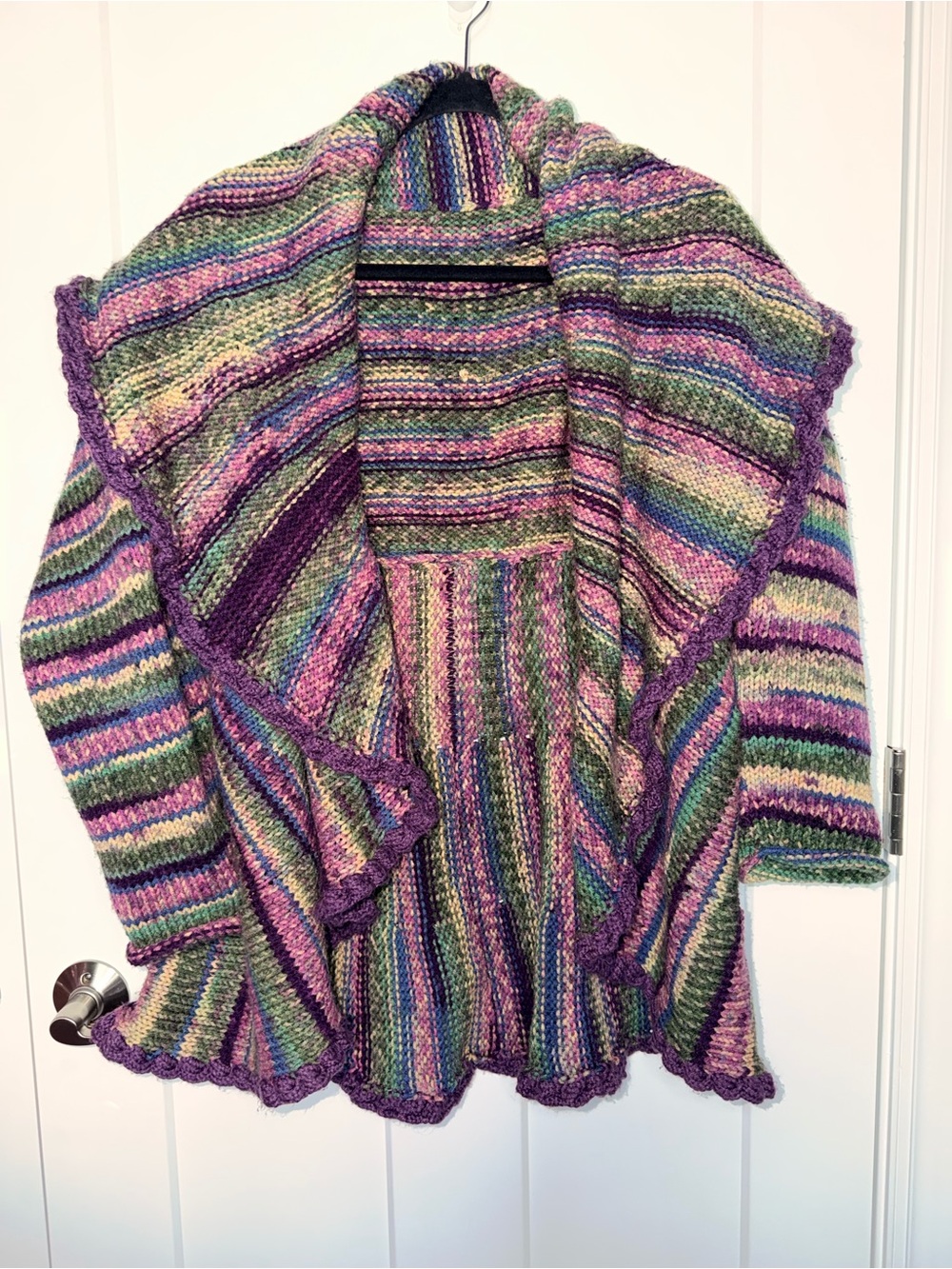 Multicolor Striped Open Sweater Cardigan